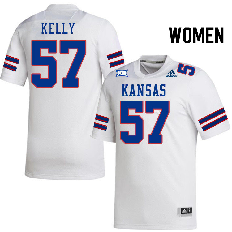 Women #57 Hank Kelly Kansas Jayhawks College Football Jerseys Stitched Sale-White